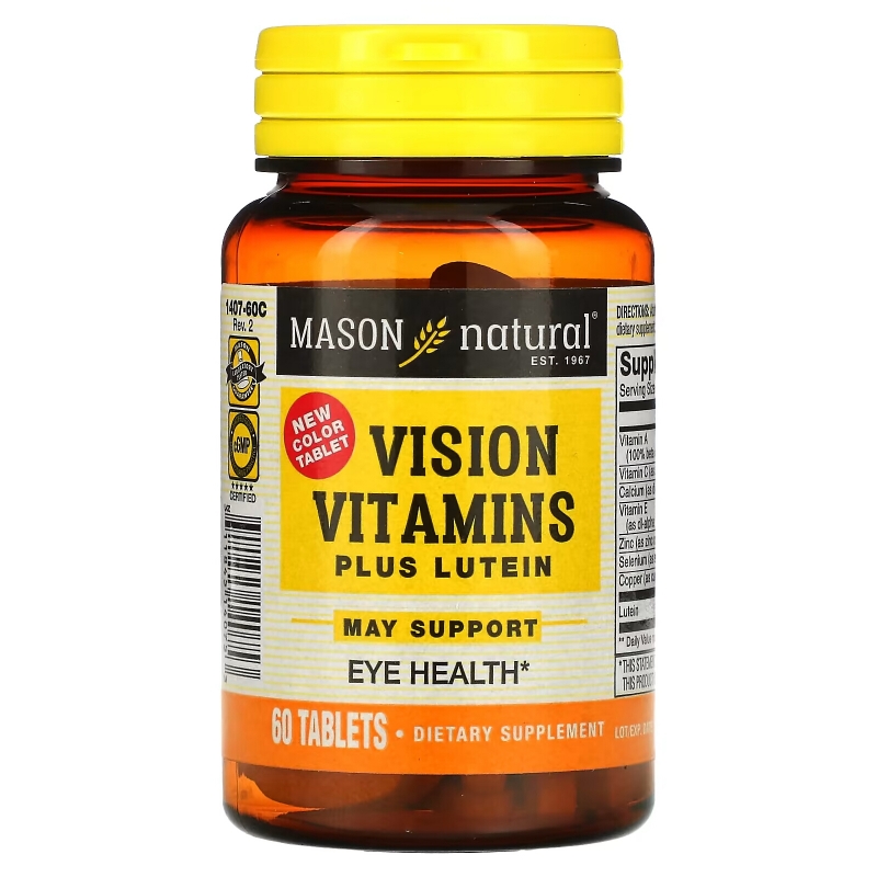 Mason Natural, Vision Vitamins Plus Lutein, 60 Tablets