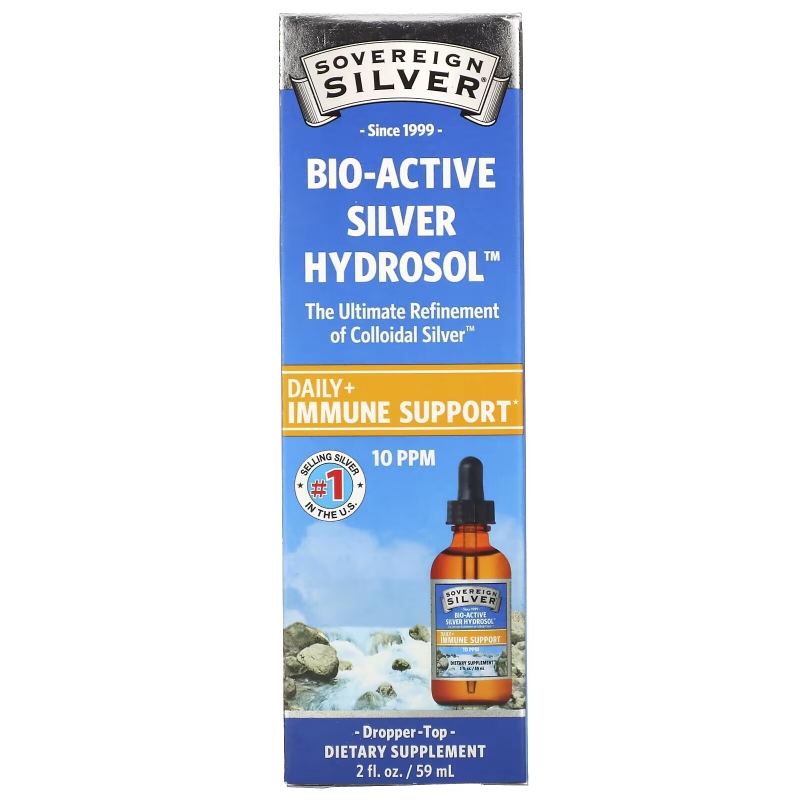 Sovereign Silver, Bio-Active Silver Hydrosol Dropper-Top, 10 мг/кг, 2 ж. унц. (59 мл)