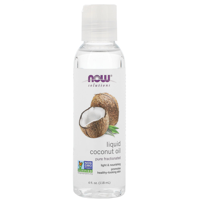Now Foods, Solutions, жидкое кокосовое масло, беспримесное, фракционированное, 4 ж. унц. (118 мл)