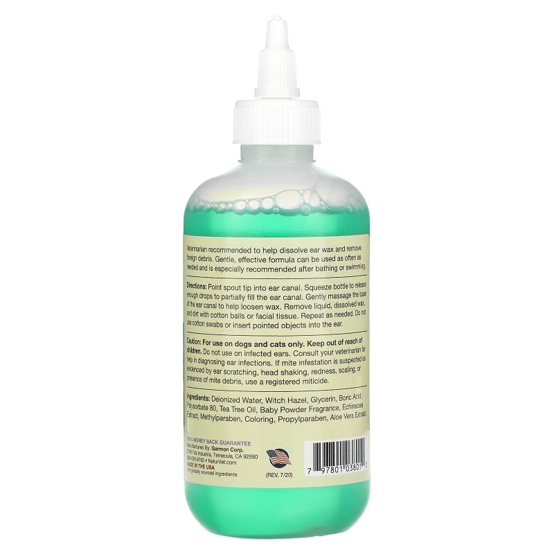 NaturVet, Ear Wash Plus Tea Tree Oil, Baby Powder Scent, 8 fl oz (236 ml)