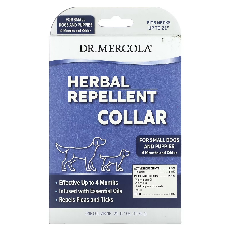 Dr. Mercola, Herbal Repellent Collar, For Small Dogs & Puppies, One Collar, 0.7 oz (19.85 g)