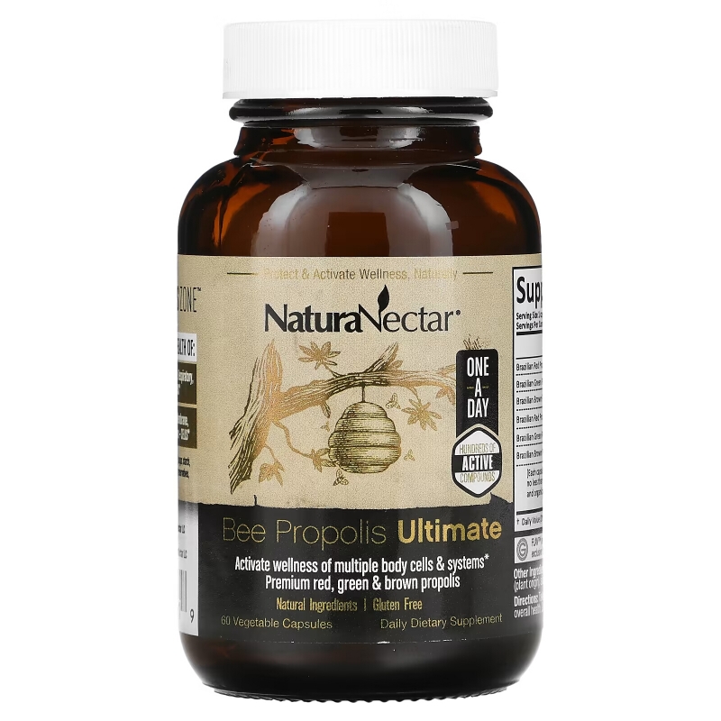 NaturaNectar, Пчелиный Прополис, 60 Вегетарианских Капсул