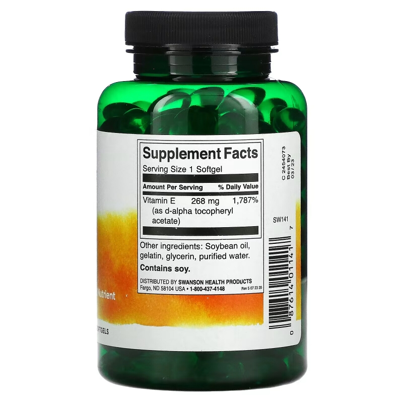 Swanson, Vitamin E, 400 IU, 250 Softgels