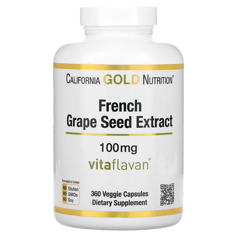 California Gold Nutrition, French Grape Seed Extract, VitaFlavan, Antioxidant Polyphenol, 100 mg, 360 Veggie Capsules