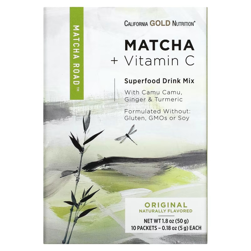 California Gold Nutrition, MATCHA ROAD, Matcha + Vitamin C - Original, 10 Count